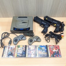 Sega Saturn Console Japan gray with 2 Light Virtua Gun Controllers & 5 games