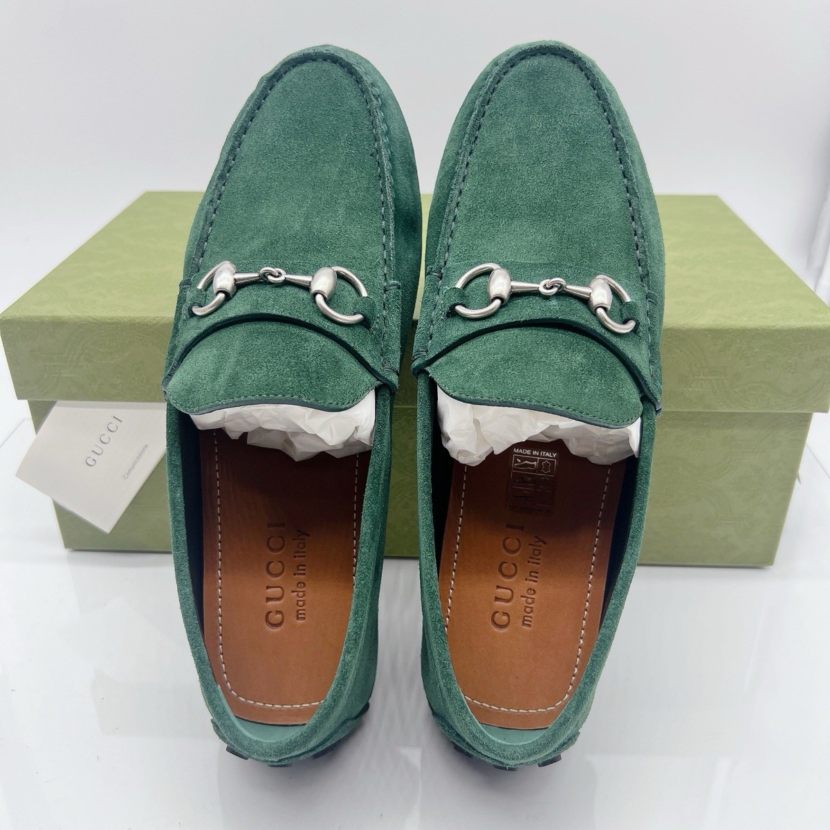 Gucci Men\'s Driver Loafers Moccasin GG Horsebit Vintage Green Suede UK 8 US 8.5 Gucci Men main image 4
