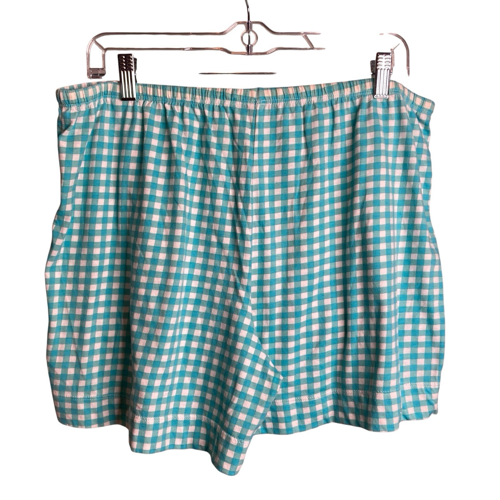 Carole Hochman Blue Gingham Two Piece Shorts Pajama Set Size L Loungewear Comfy