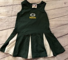 Vintage Green Bay Packers Cheerleader Dress Girls 4T USA Made NFL Green White
