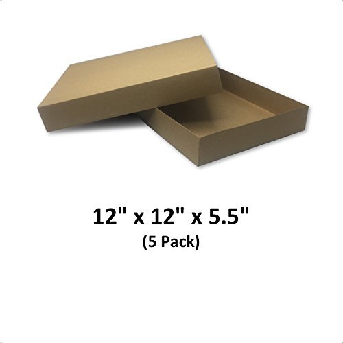 Brown Cardboard Kraft Apparel Decorative Gift Boxes 12x12x5.5 (5 Pack