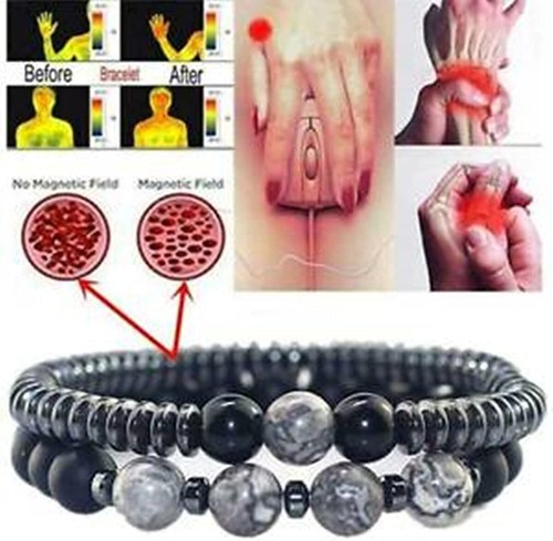 2X Magnetic Bracelet Healthy Magnetic Therapy Hematite Magnetic Therapy Bracelet - Picture 7 of 8