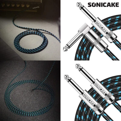 SONICAKE Profi Geflochtenes Kabel 3M Amp Kabel für E-Gitarre Bass Instrumente DE