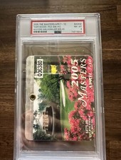 RARE 2005 MASTERS BADGE TICKET AUGUSTA GOLF TIGER WOODS WINS PSA 8