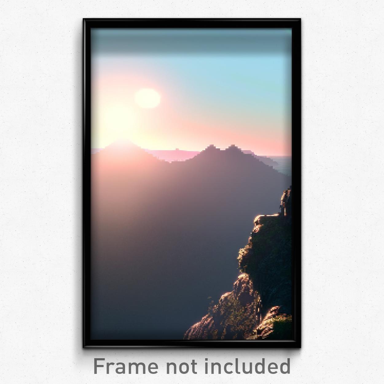 8 Bit Pixel Art Poster - Distant Notch Psychedelic Trippy Video Game Print