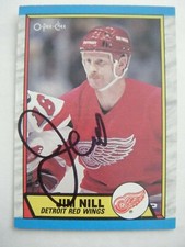 JIM HILL signed RED WINGS 1989-1990 O-Pee-Chee hockey card AUTO Autographed #224