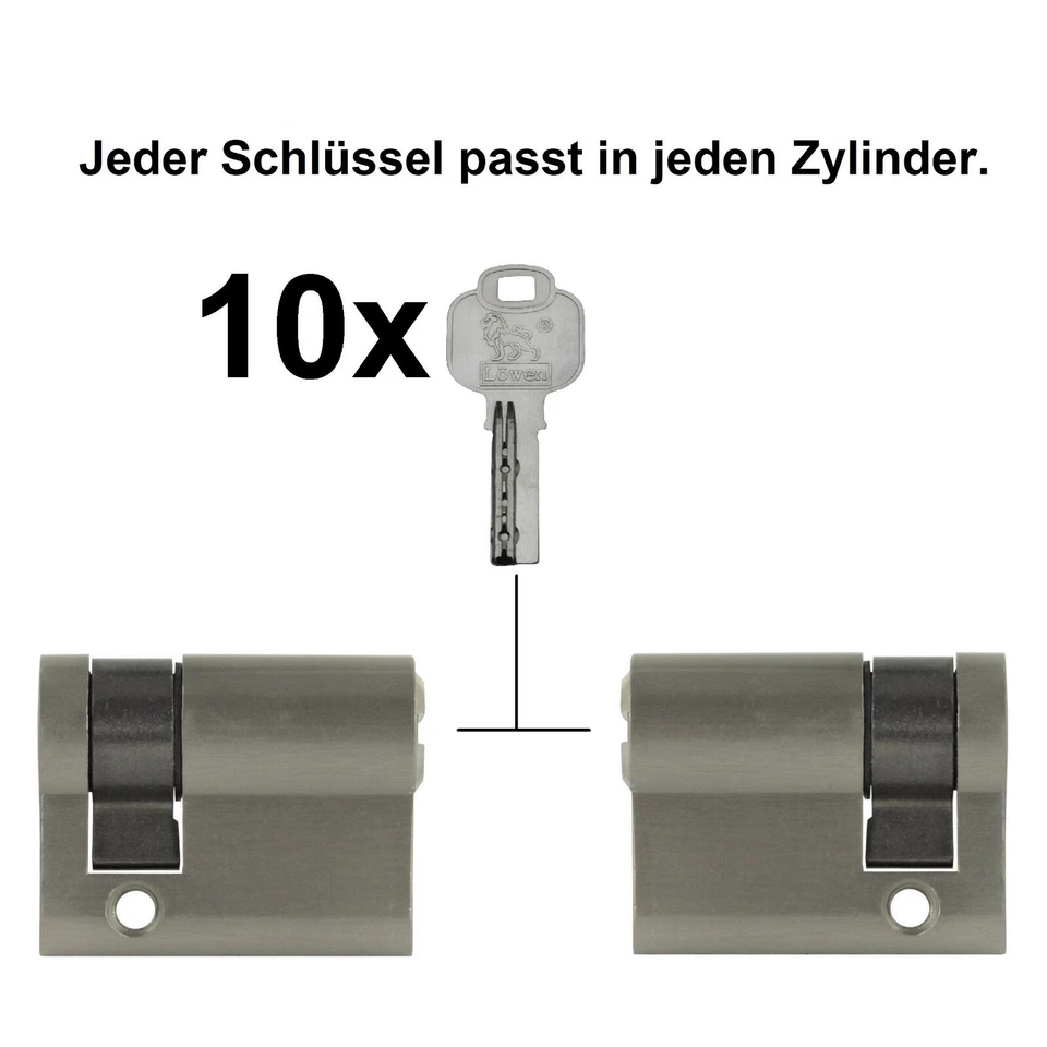 2x Halbzylinder 40mm 30/10 +10 Schlüssel Tür Zylinder Schloss Gleichschließend - Bild 3 von 4
