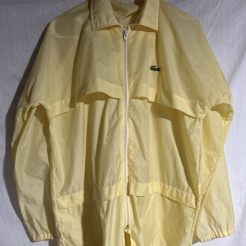 Alligator Lacoste Vintage Long Yellow Hooded Wind Breaker Size Small - Picture 2 of 20
