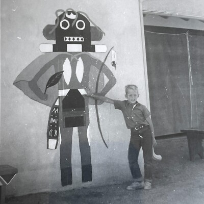G2 Photograph 1963 Kid Boy With Kachina Wall Mural Native American Artwork