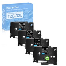 4PK Compatible with Brother PT-H110 TZ Tze-325 White on Black Label Tape 0.35"