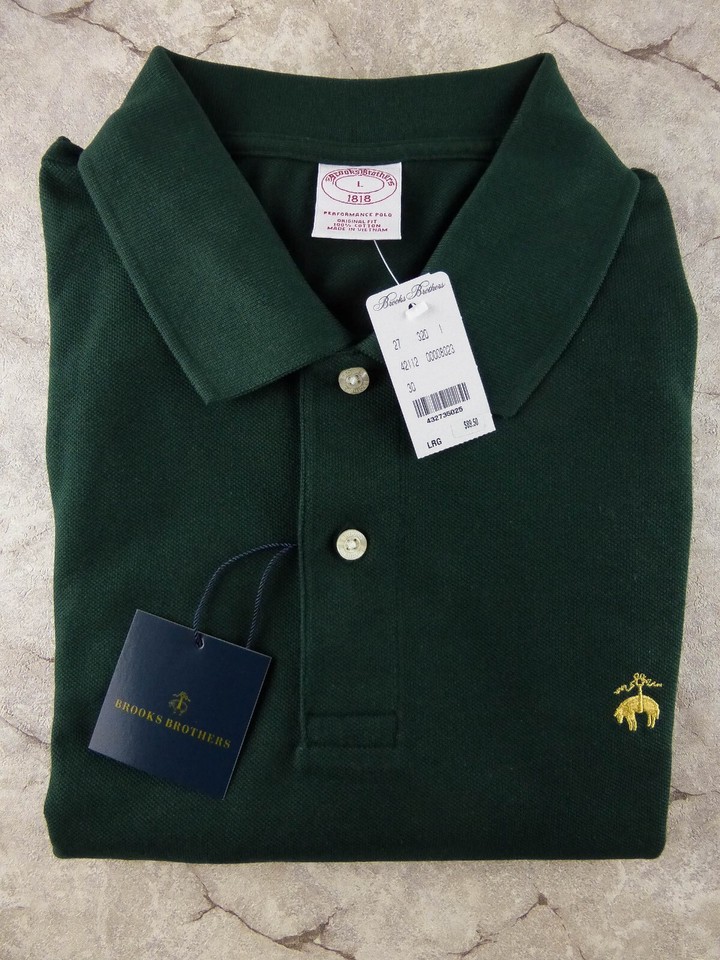 Brooks Brothers Men's Long Sleeve Polo Shirt, Size L cotton green type Vintage Second Hand