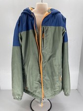Youth Size L Columbia Olive Blue Hooded Jacket internal Orange Lining