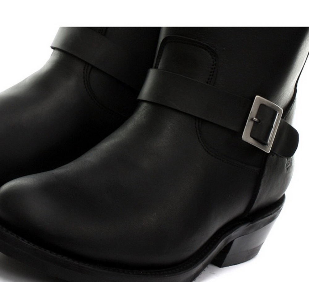 Grinders New Rebel Black Unisex Smooth Sole Leather Western Bikers High