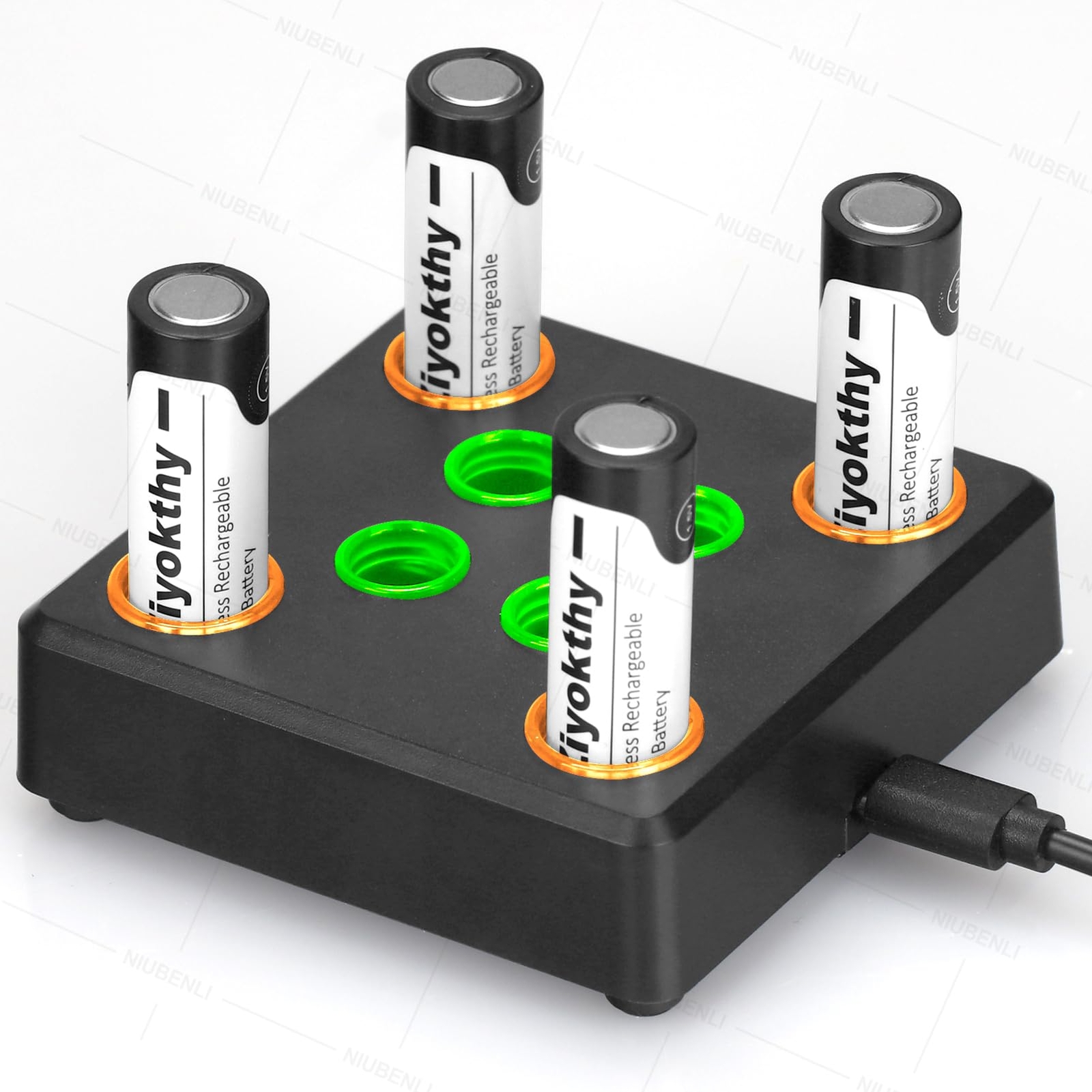 Rechargeable AA Lithium Batteries with Charger 3000mWh 4 PCS Rechargeable AA ...