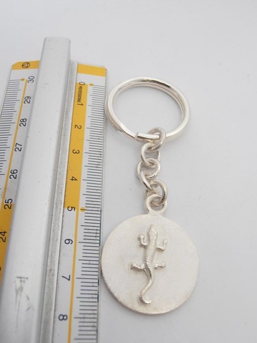 Lizard: Keyring Silver 925 - Iguana - Green Lizard - Gecko - Reptile - Picture 7 of 7