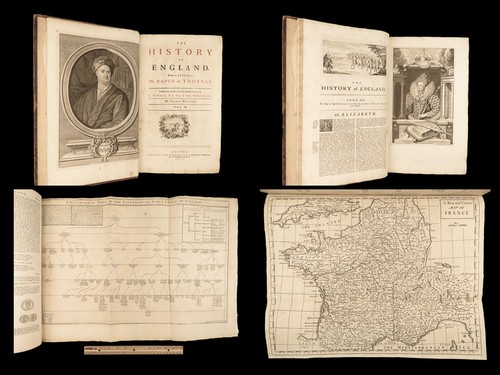 1732 Rapin de Thoyras History of England Norman Conquest Elizabeth HUGE MAPS 2v - Picture 3 of 24