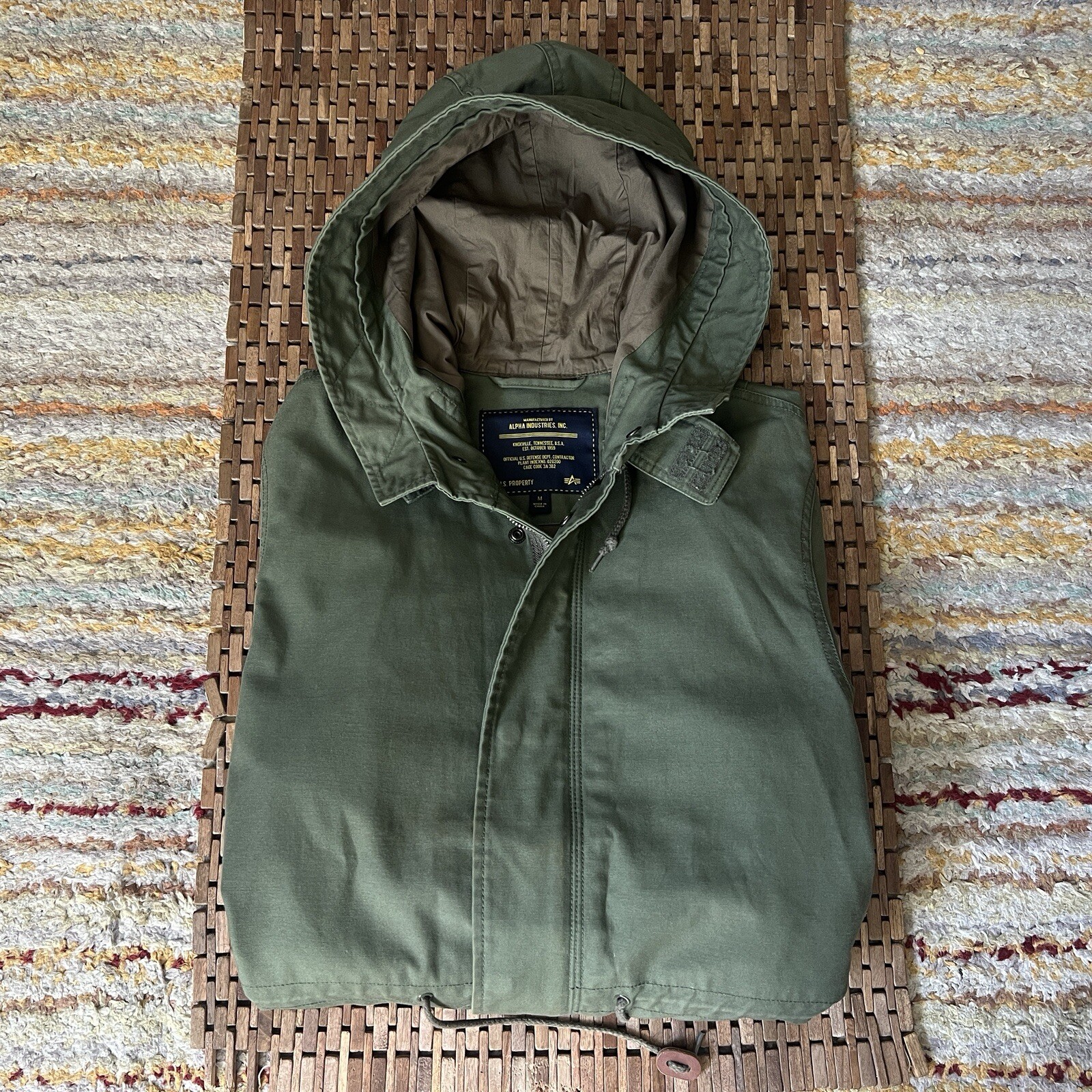 Alpha Industries Military Utility Hooded Jacket Green Mens Medium
