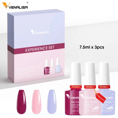 Venalisa 3pcs/kit Gorgeous Color Nail Gel Polish Kit Soak Off UV LED Nail Gel US