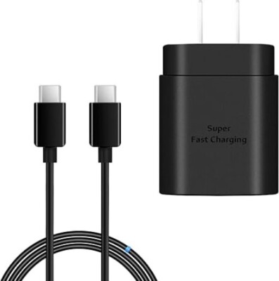 25W USB-C Super Fast Charger Block with 5FT Cord Black