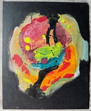 Contemporary Multi-Color Abstract Acrylic Painting Modern Art  Wall Hanging - E