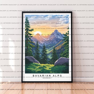 Bayerische Alpen Sonnenuntergang Wandbild Poster Deutschland Berglandschaft ungerahmter Druck