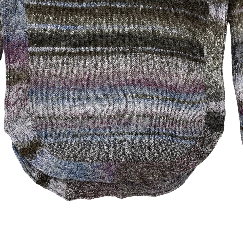 Suéter Royal Robbins Mujer Medio Púrpura Rayas Mezcla Lana Capucha Cuello Dobladillo Dividido Foto 4 de 4