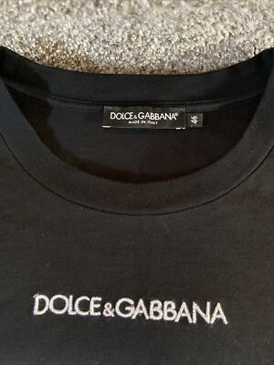 Dolce & Gabbana Men's Logo Short Sleeve T-shirt Black White Size