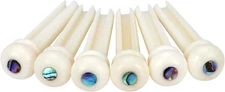 6Pcs Guitar Bone Bridge Pins Replacement Parts with Abalone Dot