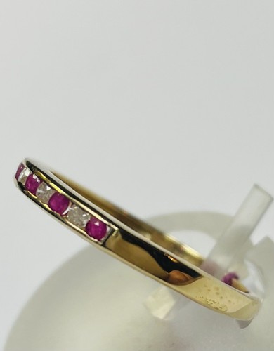 9ct Gold RUBY & Diamond CHANEL SET ETERNITY Ring - Picture 2 of 2