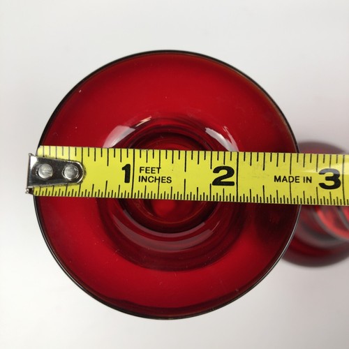 Handblown Red Art Glass Candleholders Vase 6" Viking Style Love Valententine - Picture 8 of 14