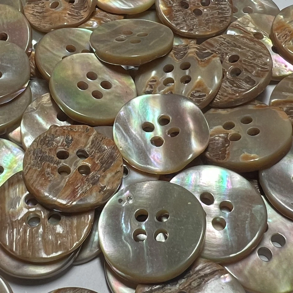 Best Quality Japanese AWABI/Abalone Button Orange/Natural Back 19mm,23mm 7/8" 4h - Image 4 of 4