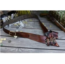 Musketeer Pirate Flintlock Sword Baldric Leather Holster Belt Larp Costumes Prop