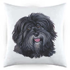 Havanese Black Satin Throw Pillow