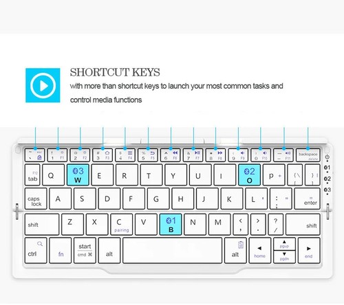 Mini Folding Bluetooth Keyboard Wireless Keypad Support3 Devices With Stand - Picture 19 of 23