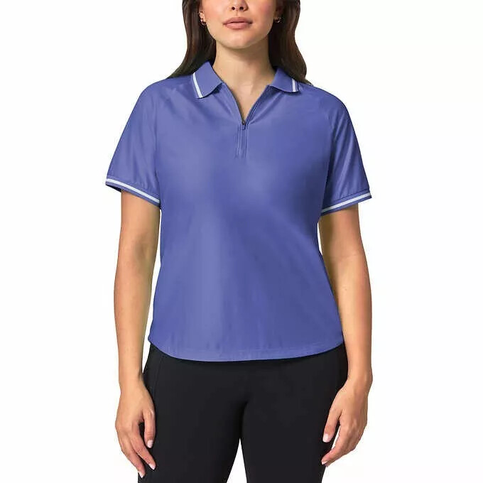 Mondetta Ladies Collared Zip Front Tee 1/4 short sleeve polo Shirt