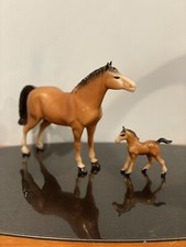 Vintage Toy Horse w/ Colt 6" Made In Hong Kong Plastic 60s