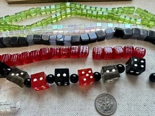 5 Strands Glass Cube Beads Mixed Sizes Dice Square Jewelry Making Lot
