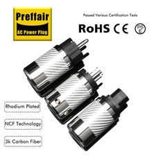 Pair Kohlefaser Rhodium US/EU Power Plug and Hi-Fi IEC Female Adapter