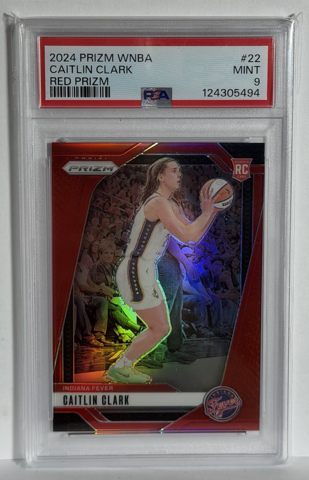 CAITLIN CLARK 17/299 🔥 TRUE RED PRIZM 🔥 2024 Panini Prizm WNBA #22   PSA 9