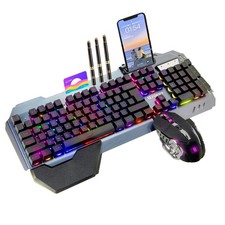 RGB Backlit Gaming Keyboard and Mouse Set   16 Lighting Modes, 2400DPI 4-B