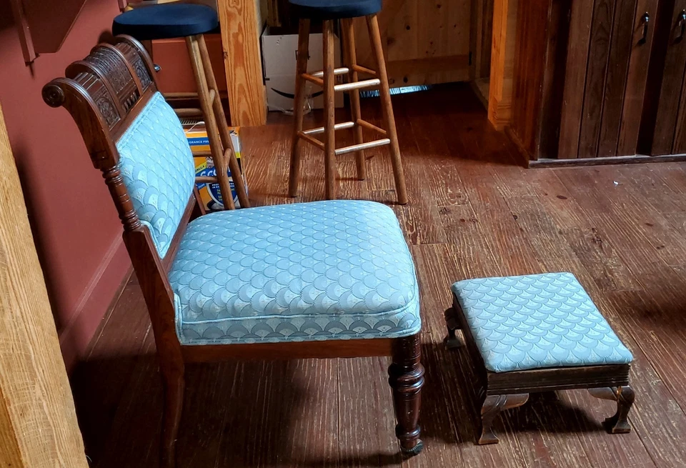 Vintage Hand Carved Upholstered Arm Chair, Very Unique - Image 4 of 4