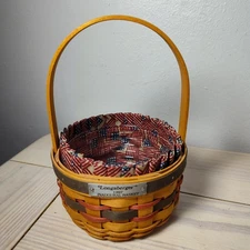 Longaberger Inaugural Basket 1997, with Liner & Protector Vintage Handle 8”H