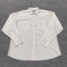 Wrangler Shirt Mens XL White Striped Long Sleeve Button Up Western Pearl Snap