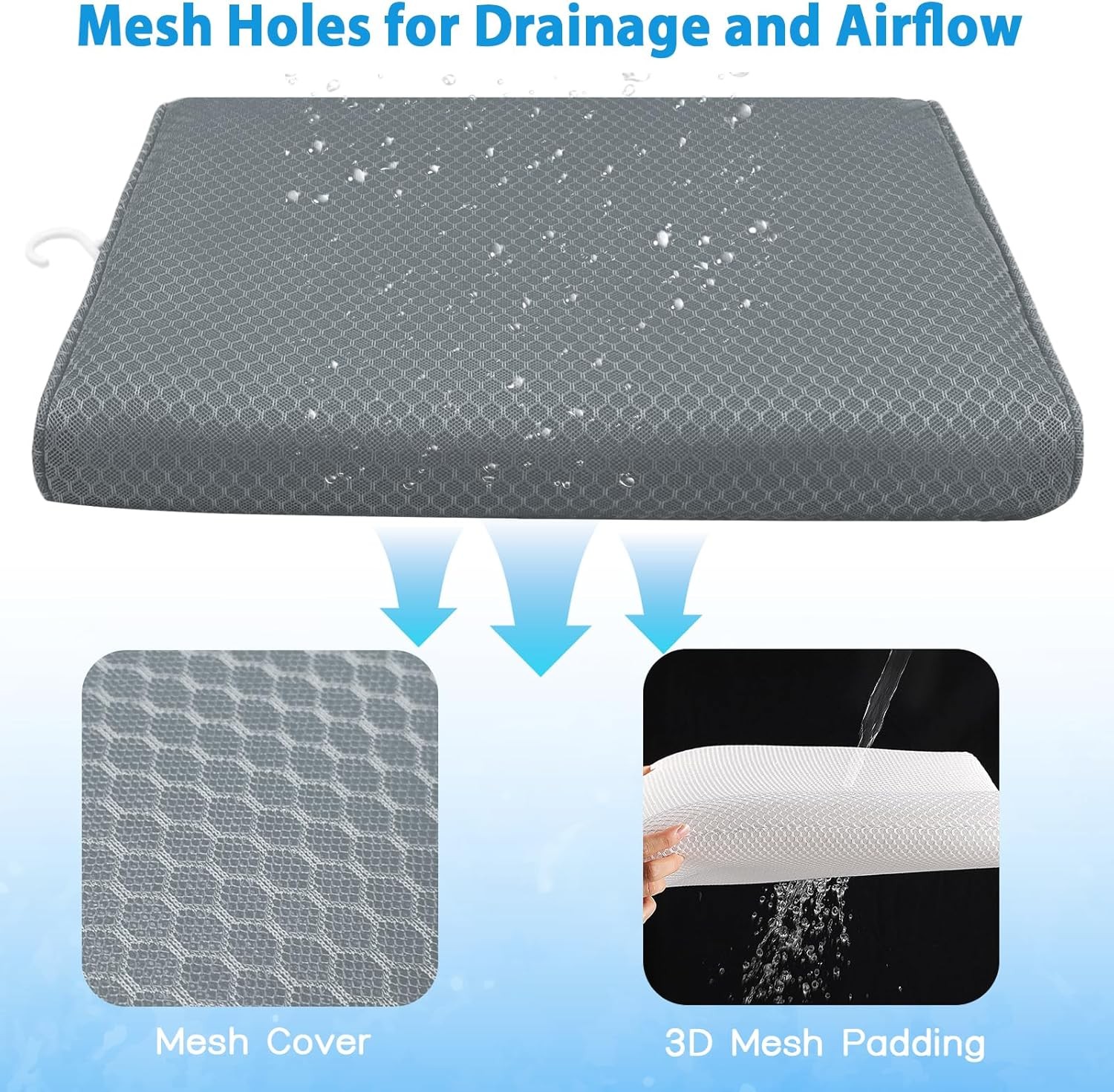 Shower Seat Cushion, Chair Cushion for Transfer Benches in Gray, Gray 