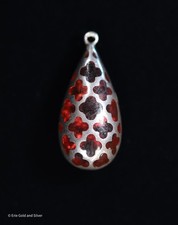 Ciondolo in argento sterling a goccia di Murano rosso Alan K