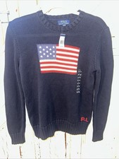 Polo Ralph Lauren The Iconic Flag Sweater Knit Pullover Youth Large 14-16 NWT