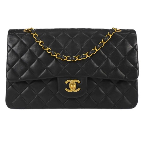 Chanel Black Lambskin Medium Classic Double Flap Shoulder Bag 197330