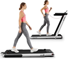 Goplus 2 in 1 Folding Treadmill, 2.25HP Superfit under Desk Electric Treadmill, 