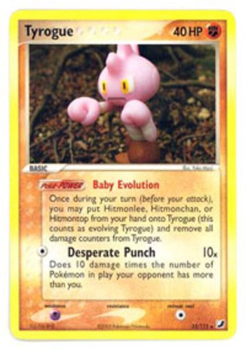 1x Tyrogue - 33/115 - Rare Lightly Played Pokemon EX - Unseen Forces