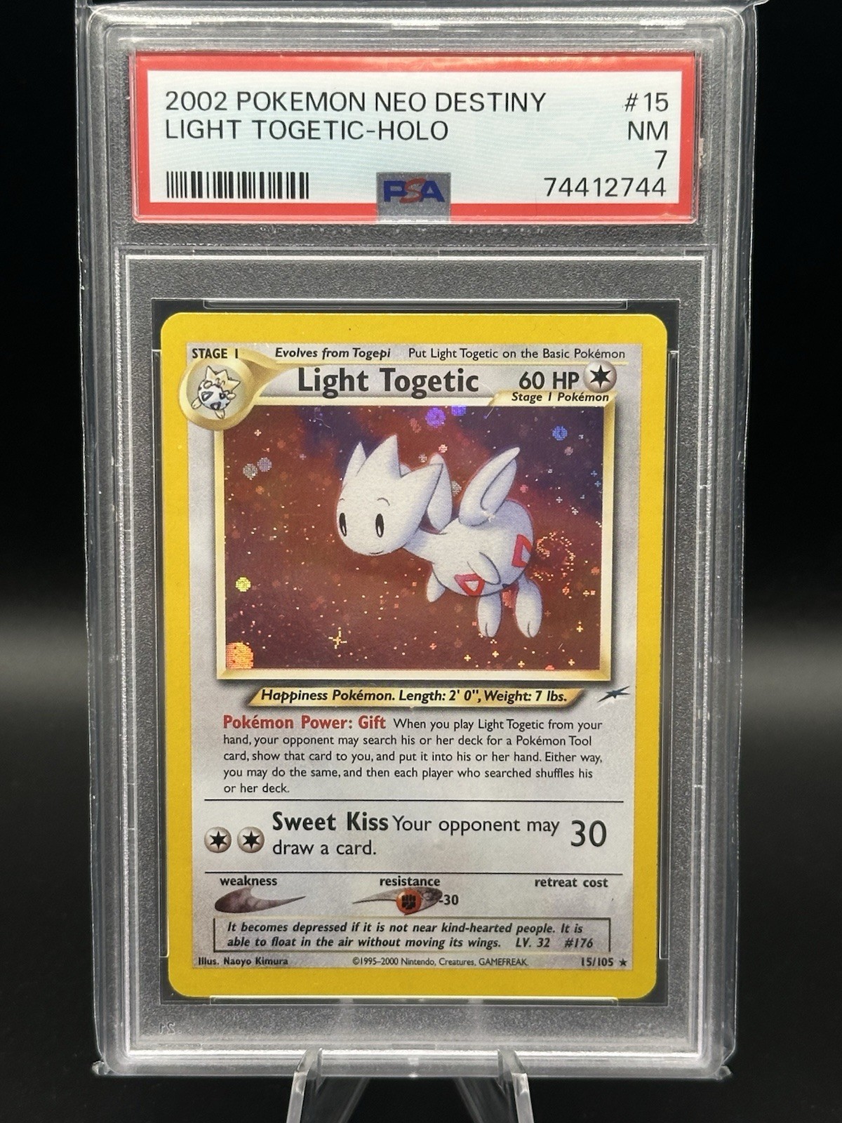 Pokémon Light Togetic Neo Destiny Holo Card 15/105 PSA 7 w SWIRL